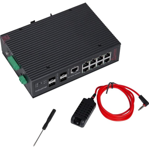Промышленный управляемый коммутатор, L2+, 8 портов Ethernet (PoE/PoE++), 4 порта SFP/1G, с датчиком температуры/влажности АМАДОН KA-ACIP-8GE4GS Промышленный управляемый коммутатор, L2+, 8 портов Ethernet (PoE/PoE++), 4 порта SFP/1G, с датчиком температуры/влажности АМАДОН KA-ACIP-8GE4GS