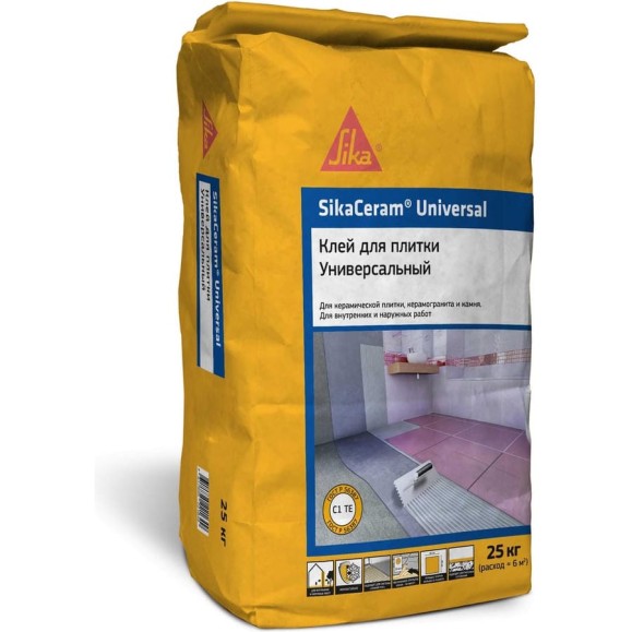 Плиточный клей SIKA Ceram Universal мешок 25 кг, класс С1 ТЕ 494298 Плиточный клей SIKA Ceram Universal мешок 25 кг, класс С1 ТЕ 494298