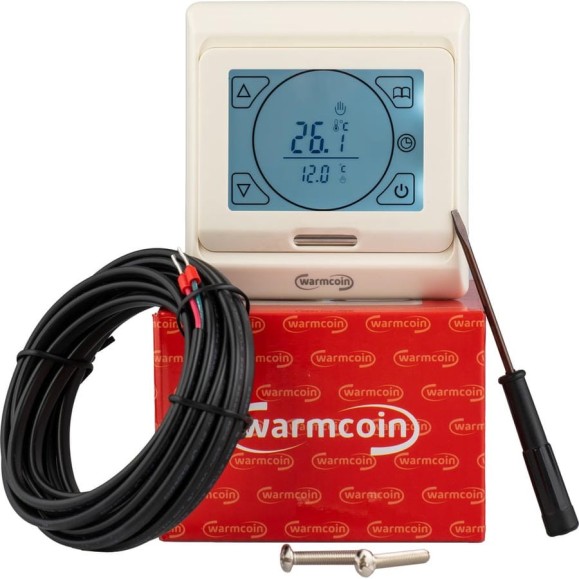 Терморегулятор программируемый Warmcoin W91 бежевый Термостат_W91_беж