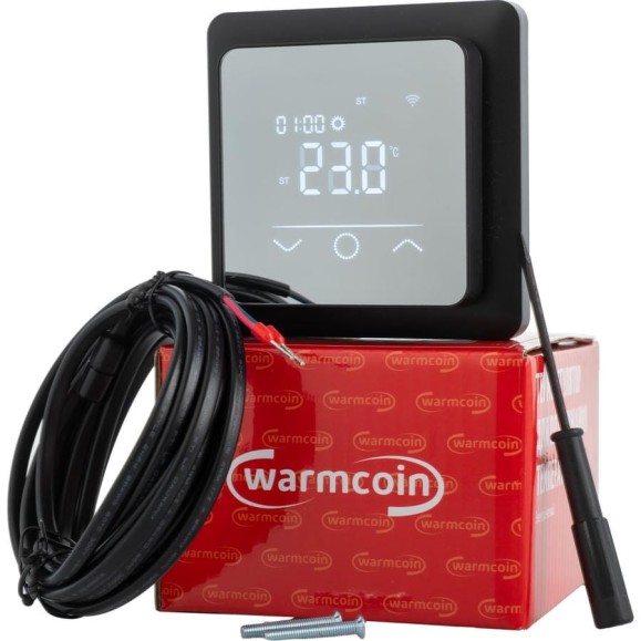 Терморегулятор программируемый с WiFi Warmcoin W600i черный зеркальный W600_WIFI_черный_зерк