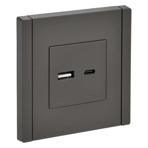 Розетка IEK FORTEPIANO USB A+C 18Вт FP351, серый FP-U22-018-K03 Розетка IEK FORTEPIANO USB A+C 18Вт FP351, серый FP-U22-018-K03