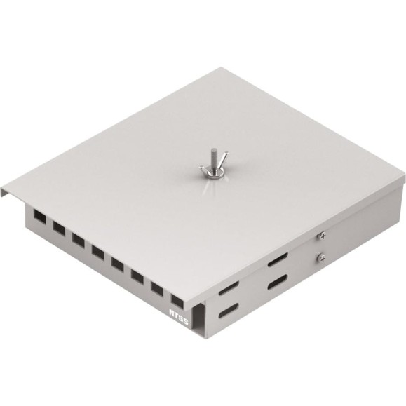 Кросс оптический настенный NTSS Микро 8, укомплектованный, 2 порта LC/UPC duplex, 50/125 мкм ОМ3 (сплошная панель, ложемент, пигтейлы, КДЗС, адаптеры) серый RAL 7035 NTSS-WFOBМк-2(8)-2LC/U-503-SP1.5G0AY