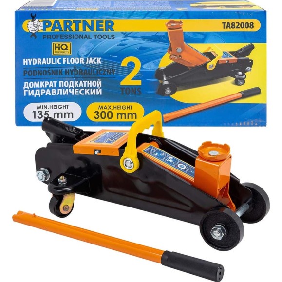 Гидравлический подкатной домкрат Partner 2т, h min 135мм, h max 290мм PA-TA82008(51706) Гидравлический подкатной домкрат Partner 2т, h min 135мм, h max 290мм PA-TA82008(51706)