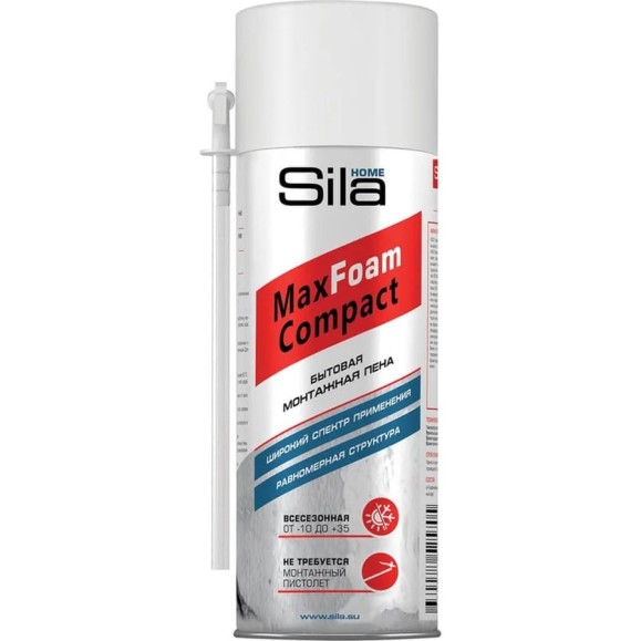 Монтажная пена Sila HOME MAX FOAM COMPACT бытовая 400 мл SILHMFCOM520 Монтажная пена Sila HOME MAX FOAM COMPACT бытовая 400 мл SILHMFCOM520