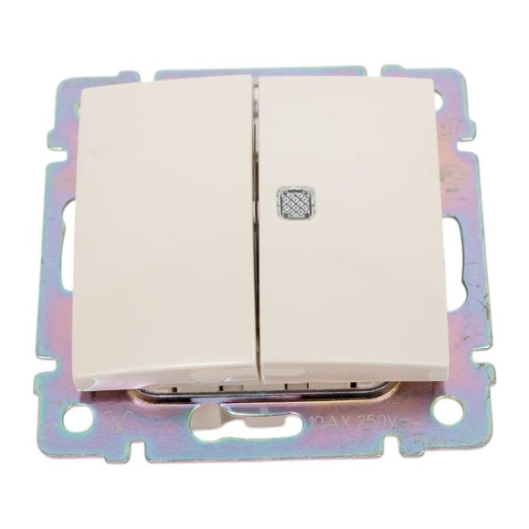 Выключатель Legrand двойной с индикацией Valena, слоновая кость 695606 Выключатель Legrand двойной с индикацией Valena, слоновая кость 695606