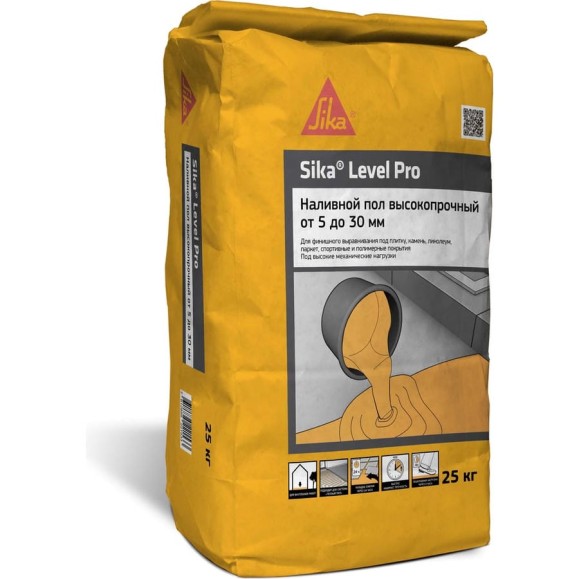 Наливной пол SIKA Level Pro мешок 25 кг от 5 до 30 мм, прочность 30 Мпа 494215