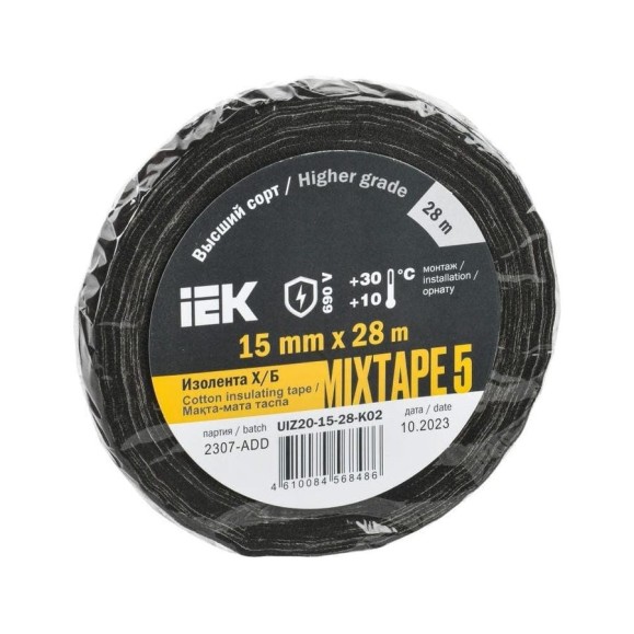 Изолента IEK MIXTAPE 5 Х/Б 15мм 28м UIZ20-15-28-K02 Изолента IEK MIXTAPE 5 Х/Б 15мм 28м UIZ20-15-28-K02