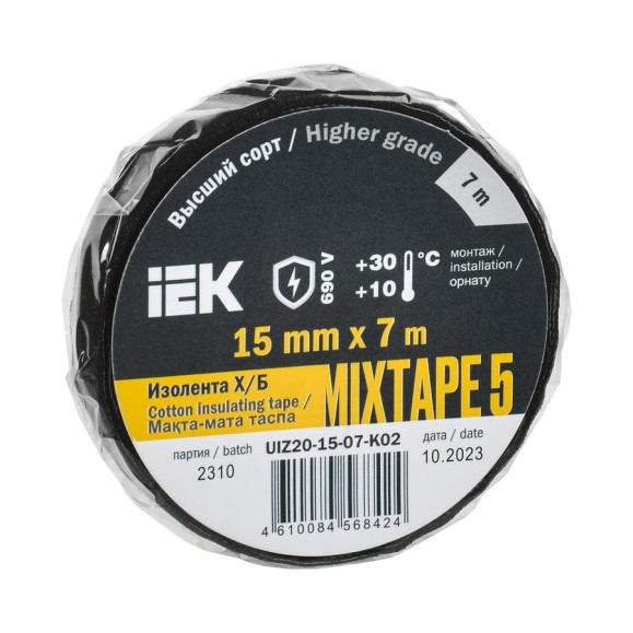 Изолента IEK MIXTAPE 5 Х/Б 15мм 7м UIZ20-15-07-K02 Изолента IEK MIXTAPE 5 Х/Б 15мм 7м UIZ20-15-07-K02