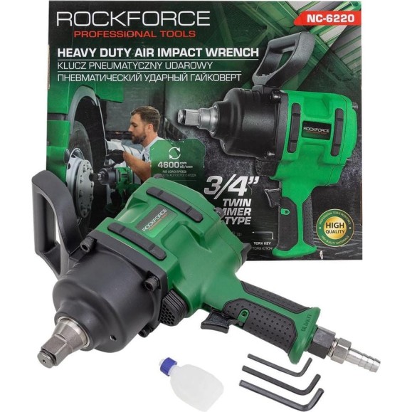 Гайковерт пневматический ударный Rockforce 3/4 (2400Нм) RF-NC-6220(61577) Гайковерт пневматический ударный Rockforce 3/4 (2400Нм) RF-NC-6220(61577)
