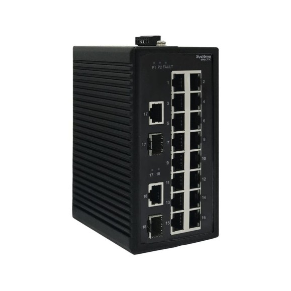 Неуправляемый промышленный коммутатор Systeme Electric Ethernet, 16x10/100BaseT, 2x100/1000BaseX SFP NSETU118T16X02A