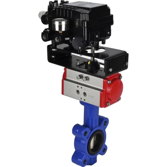 Затвор DN.ru QT450-QT450-NBR-2W-Fb-H Ду50 Ру16 LUG пневмопривод, позиционер D050-50036