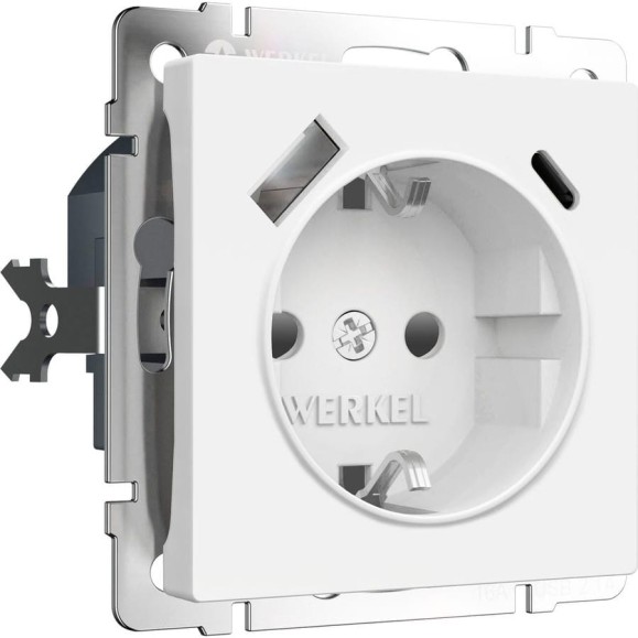 Розетка WERKEL с заземлением, шторками и usb тип a+c, белый матовый a069613 Розетка WERKEL с заземлением, шторками и usb тип a+c, белый матовый a069613