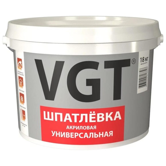 Шпатлевка универсальная VGT акриловая для наружных и внутренних работ 18 кг 3162
