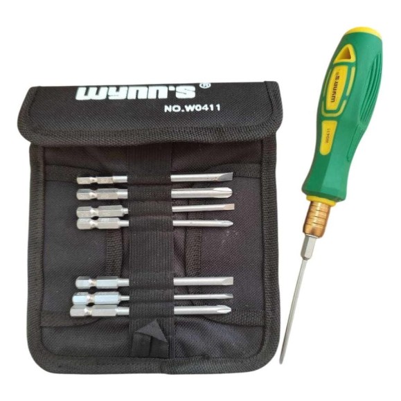 Отвертка реверсивная c набором бит WYNNS 9 предметов W0411А/ Tools 00000025518