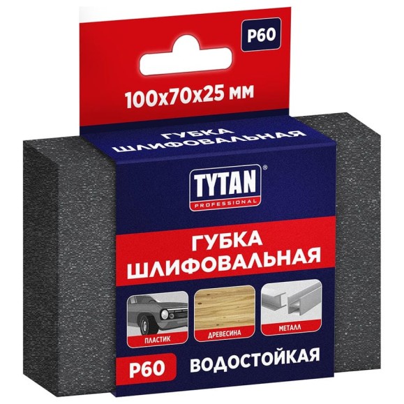 Губка шлифовальная TYTAN PROFESSIONAL 100 Х 70 Х 25 ММ, P 60 (1/500) 275966 Губка шлифовальная TYTAN PROFESSIONAL 100 Х 70 Х 25 ММ, P 60 (1/500) 275966