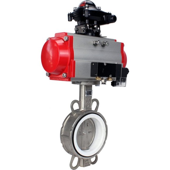 Затвор DN.ru 316L-316L-PTFE Ду40 Ру16 с пневмоприводом, пневмораспределителем, БКВ D050-00192 Затвор DN.ru 316L-316L-PTFE Ду40 Ру16 с пневмоприводом, пневмораспределителем, БКВ D050-00192