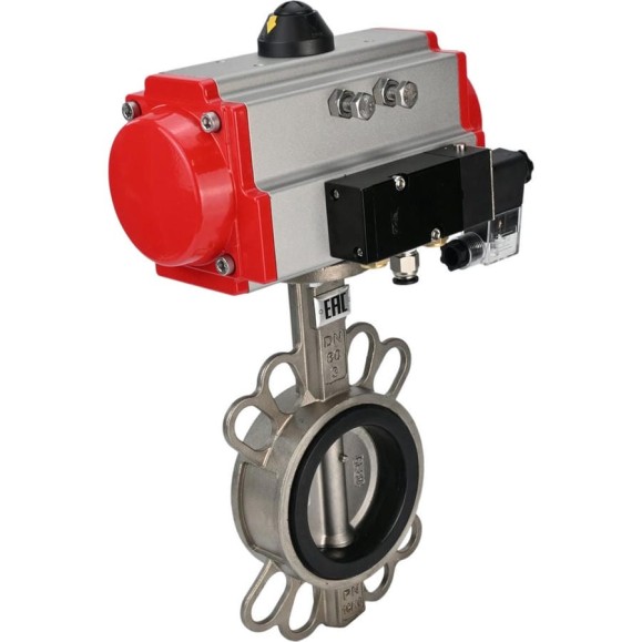Затвор DN.ru 316L-316L-PTFE Ду65 Ру16 с пневмоприводом, пневмораспределителем D050-01731 Затвор DN.ru 316L-316L-PTFE Ду65 Ру16 с пневмоприводом, пневмораспределителем D050-01731