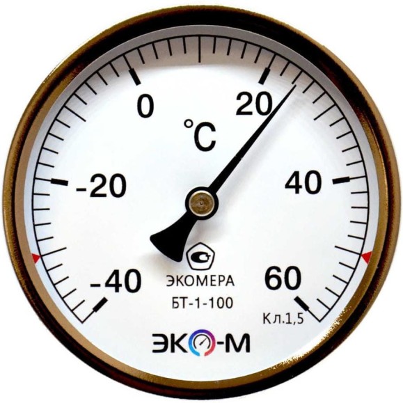 Термометр биметаллический ЭКО-М ЭКОМЕРА БТ-1-100, -40-60С, L=60 БТ-1-100-40...60С-L60