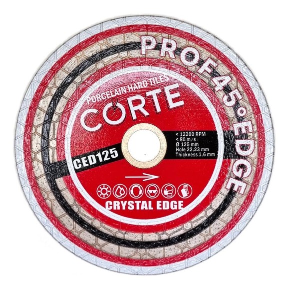 Диск алмазный CORTE для УШМ 22,2 мм 125х1,6х25 мм. CRYSTAL EDGE CED125