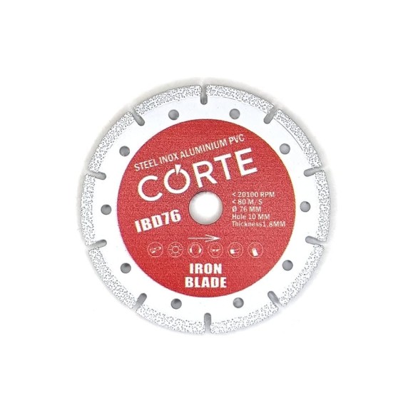 Диск алмазный CORTE для МИНИ УШМ 10 мм 76х1,8х3 мм. IRON BLADE IBD76 Диск алмазный CORTE для МИНИ УШМ 10 мм 76х1,8х3 мм. IRON BLADE IBD76
