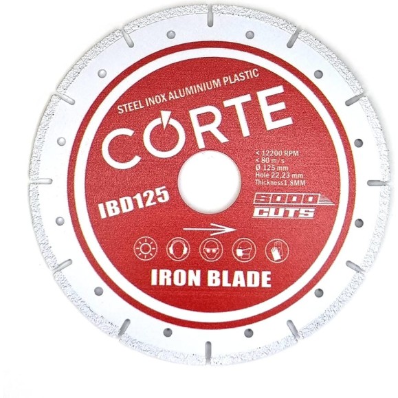Диск алмазный CORTE для УШМ 22,2 мм 125х1,8х3 мм. IRON BLADE IBD125 Диск алмазный CORTE для УШМ 22,2 мм 125х1,8х3 мм. IRON BLADE IBD125