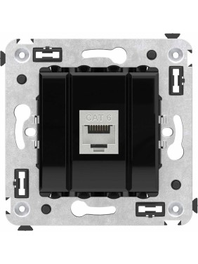 Компьютерная розетка DKC RJ 45, без шторки, в стену, кат.6, одинарная, экранированная, Avanti, Черный квадрат, 1 шт. 4402793