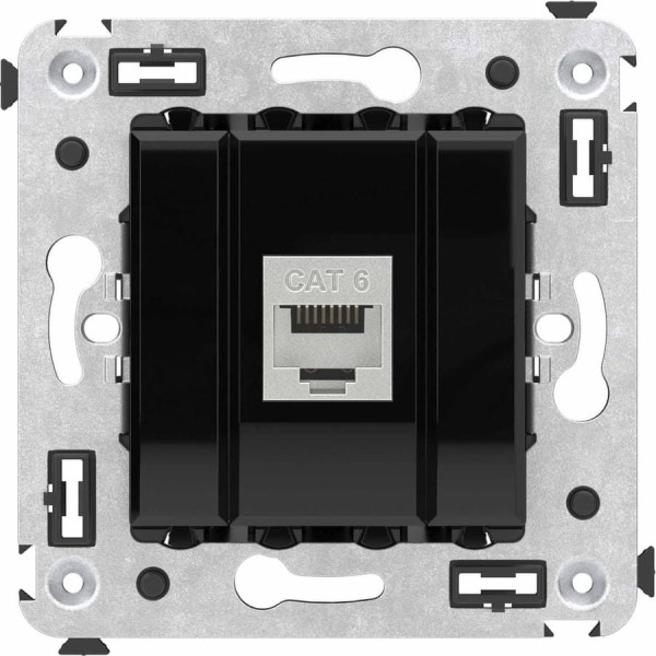 Компьютерная розетка DKC RJ 45, без шторки, в стену, кат.6, одинарная, экранированная, Avanti, Черный квадрат, 1 шт. 4402793