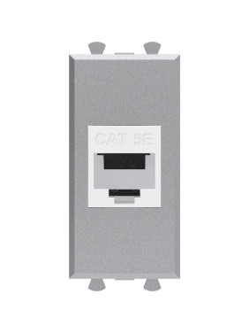 Компьютерная розетка DKC RJ 45, без шторки, модульная, кат.5е, Avanti, Закаленная сталь, 1 модуль, 1 шт. 4404661