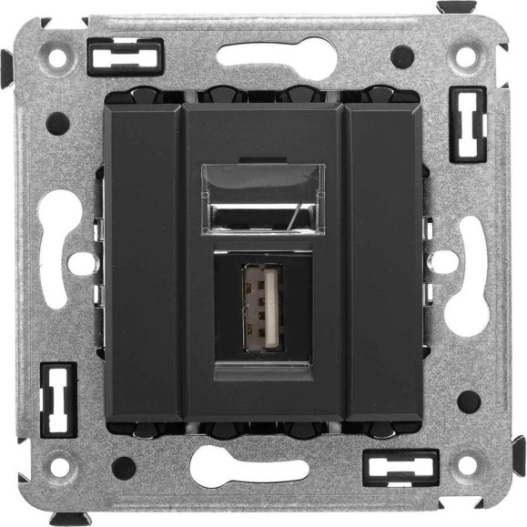 Розетка DKC USB 2.0 одинарная в стену, тип А А, Avanti, Черный матовый 1 ШТ 4412403 Розетка DKC USB 2.0 одинарная в стену, тип А А, Avanti, Черный матовый 1 ШТ 4412403