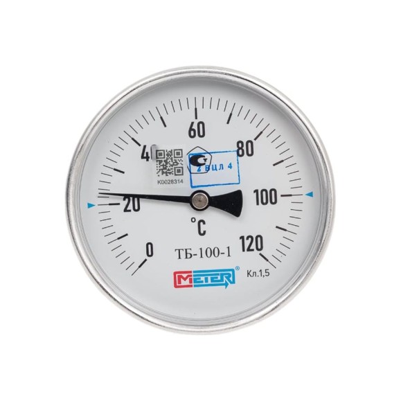 Термометр МЕТЕР ТБ-100-1 T = 0..120 С, L=60 мм кл.1,5 (с латун.гильзой G1/2) 2941