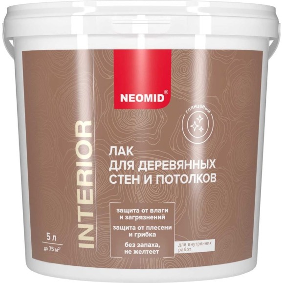 Акриловый лак для древесины NEOMID interior (5 л) глянцевый Н -INTER-5-гл Акриловый лак для древесины NEOMID interior (5 л) глянцевый Н -INTER-5-гл