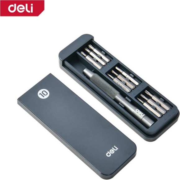 Набор прецизионных отверток DELI DL241010J (отвертка + 9 бит), сталь Cr-V 179574 Набор прецизионных отверток DELI DL241010J (отвертка + 9 бит), сталь Cr-V 179574