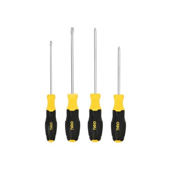 Набор отверток DELI 4 шт DL630004N (SL5/PH1x100 + SL6/PH2x150, сталь Cr-V, двухкомпонентная прорезиненная рукоять) 183594 Набор отверток DELI 4 шт DL630004N (SL5/PH1x100 + SL6/PH2x150, сталь Cr-V, двухкомпонентная прорезиненная рукоять) 183594