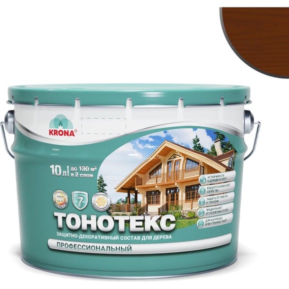 Защитно-декоративный состав для дерева KRONA Тонотекс (палисандр-шоколад; 10 л) 66334602 Защитно-декоративный состав для дерева KRONA Тонотекс (палисандр-шоколад; 10 л) 66334602
