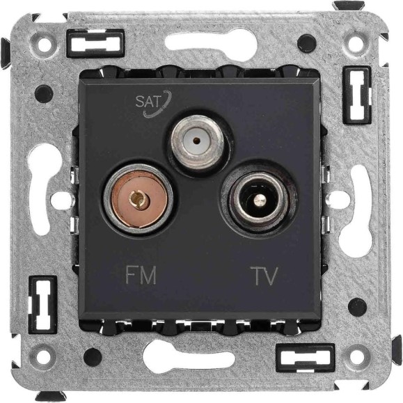 Розетка DKC TV FM SAT в стену, Avanti, Черный матовый 4412533 Розетка DKC TV FM SAT в стену, Avanti, Черный матовый 4412533