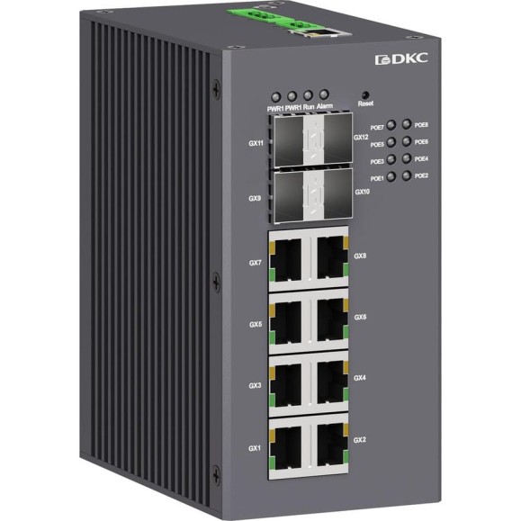 Промышленный управляемый коммутатор DKC с поддержкой PoE, 4×100Base X, 1000Base X, 10/100/1000Base T X SFP слота: 8×10/100 N2000 4GX8 N2000-4GX8GP-P4 Промышленный управляемый коммутатор DKC с поддержкой PoE, 4×100Base X, 1000Base X, 10/100/1000Base T X SFP слота: 8×10/100 N2000 4GX8 N2000-4GX8GP-P4
