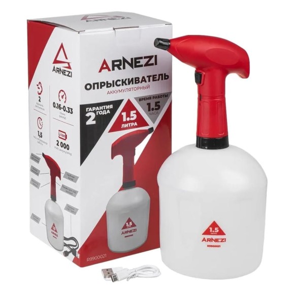 Электрический распылитель опрыскиватель ARNEZI 1,5 л, аккумуляторный Li-ion 2000 mAh R9900021 Электрический распылитель опрыскиватель ARNEZI 1,5 л, аккумуляторный Li-ion 2000 mAh R9900021