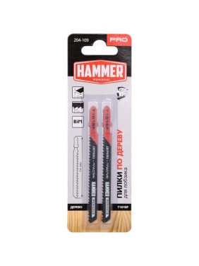 Пилка для лобзика Flex 204-109 JG WD-PL T101BF 2 pcs, 74 мм, шаг 2.7, BiM, Hammer 30565 Пилка для лобзика Flex 204-109 JG WD-PL T101BF 2 pcs, 74 мм, шаг 2.7, BiM, Hammer 30565
