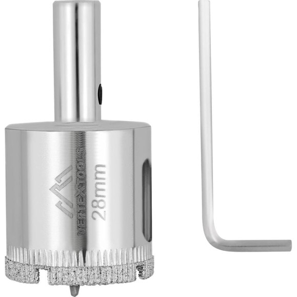 Коронка с центрирующим сверлом по стеклу и керамике (28х55 мм) Vertextools 336-28-55 Коронка с центрирующим сверлом по стеклу и керамике (28х55 мм) Vertextools 336-28-55