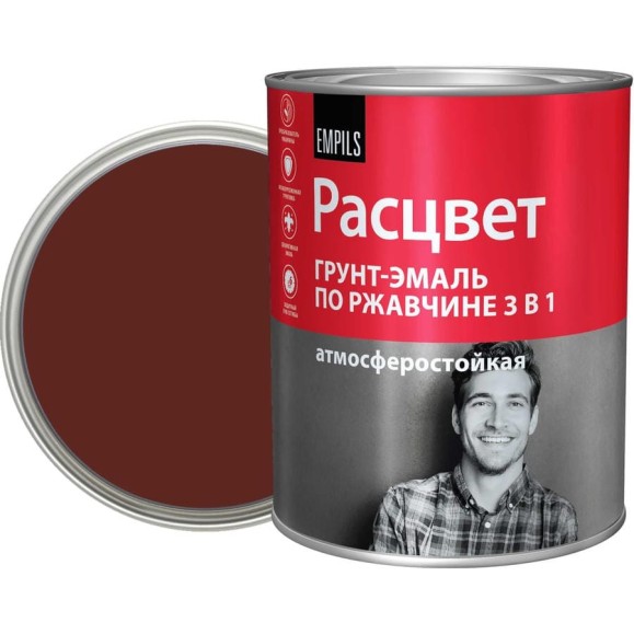 Грунт-эмаль 3 в 1 РАСЦВЕТ коричневая 2.7 кг 86488 Грунт-эмаль 3 в 1 РАСЦВЕТ коричневая 2.7 кг 86488