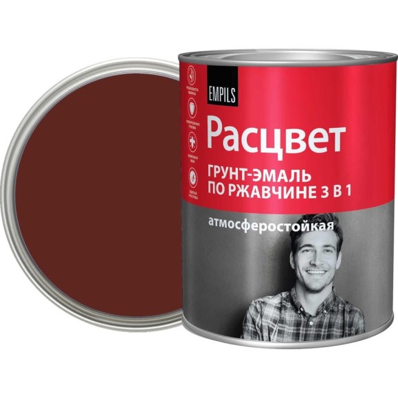 Грунт-эмаль 3 в 1 РАСЦВЕТ коричневая 1.9 кг 86487 Грунт-эмаль 3 в 1 РАСЦВЕТ коричневая 1.9 кг 86487
