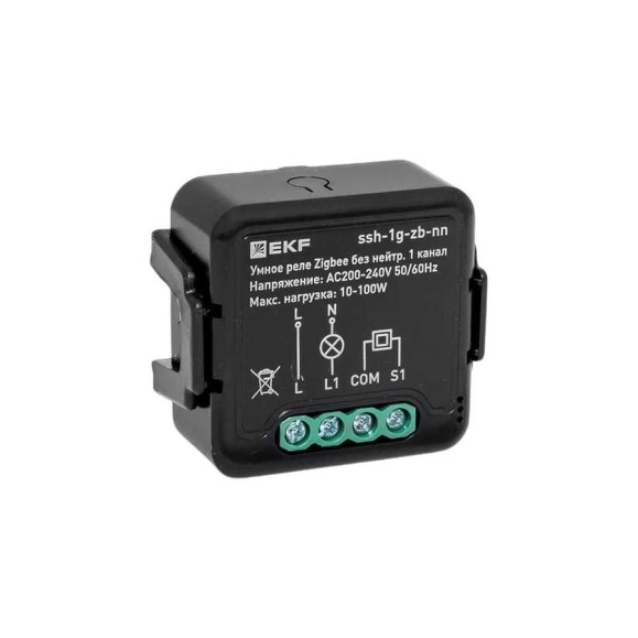 Умное реле EKF в подрозетник 1-канальное без нейтрали Zigbee Connect Select ssh-1g-zb-nn