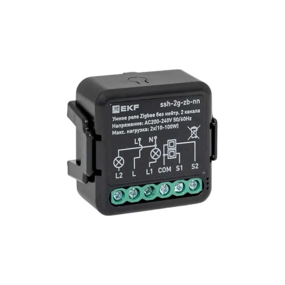 Умное реле EKF в подрозетник 2-канальное без нейтрали Zigbee Connect Select ssh-2g-zb-nn Умное реле EKF в подрозетник 2-канальное без нейтрали Zigbee Connect Select ssh-2g-zb-nn