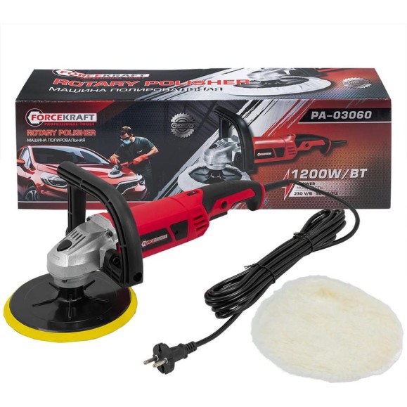 Полировальная машина электрическая Forcekraft (230V, 1200W, 800-3600 об/мин, диаметр круга-180мм) FK-PA-03060(55059) Полировальная машина электрическая Forcekraft (230V, 1200W, 800-3600 об/мин, диаметр круга-180мм) FK-PA-03060(55059)