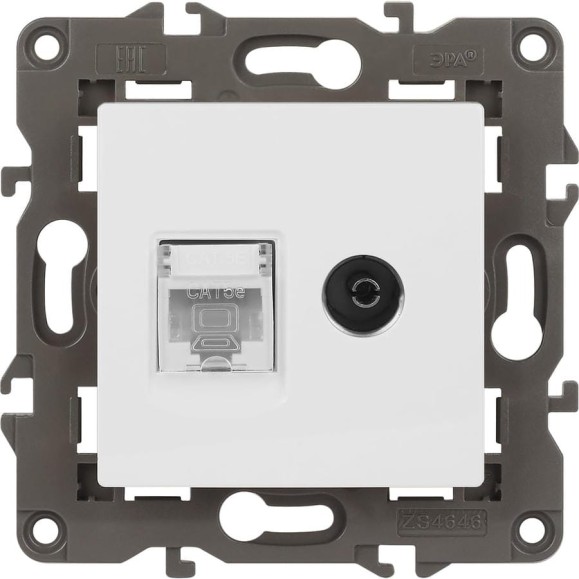 Розетка ЭРА Elegance 14-3110-01М RJ45 TV, белый матовый Б0065767 Розетка ЭРА Elegance 14-3110-01М RJ45 TV, белый матовый Б0065767