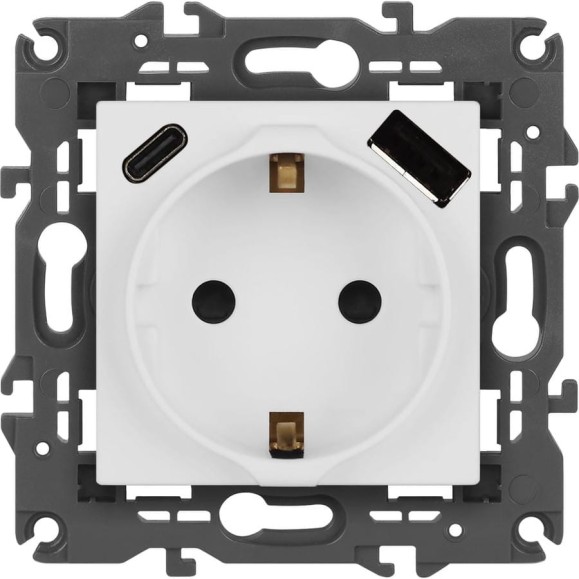 Розетка ЭРА Elegance 14-4108-01М 2PE 16A250В со шторками с USB typeAC 5В3А белый матовый Б0067710 Розетка ЭРА Elegance 14-4108-01М 2PE 16A250В со шторками с USB typeAC 5В3А белый матовый Б0067710