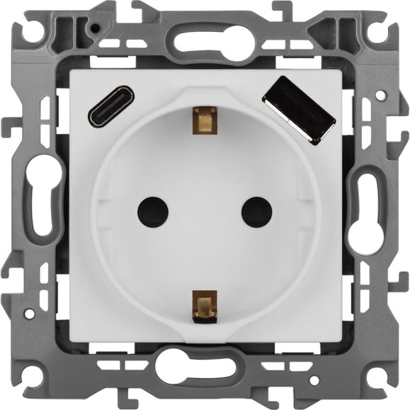 Розетка ЭРА Серия 12 12-4108-01М 2PE 16A250В со шторками с USB typeAC 5В3А белый матовый Б0067711 Розетка ЭРА Серия 12 12-4108-01М 2PE 16A250В со шторками с USB typeAC 5В3А белый матовый Б0067711
