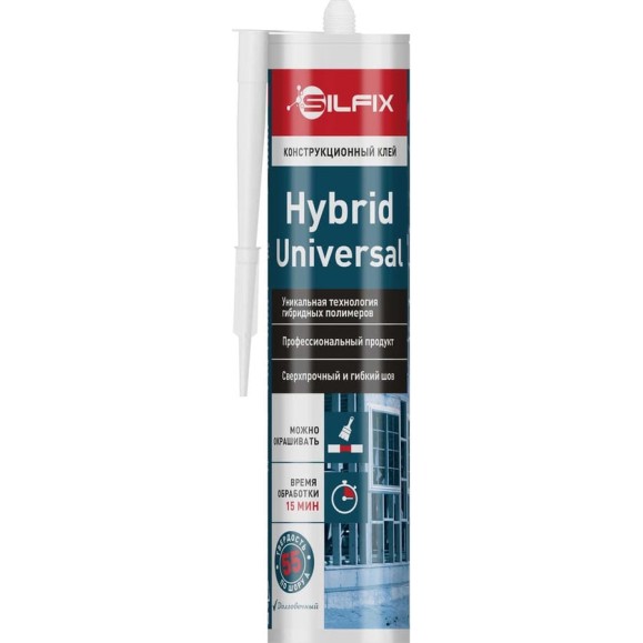 Конструкционный клей гибридный Silfix Hybrid Universal, белый, 280 мл. SHUW280 Конструкционный клей гибридный Silfix Hybrid Universal, белый, 280 мл. SHUW280
