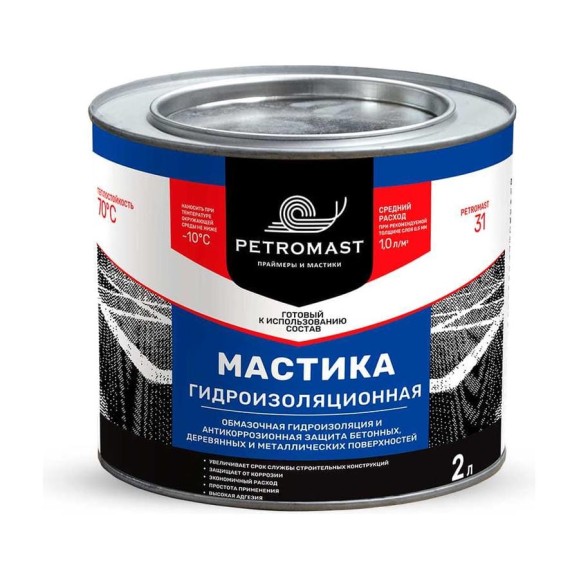 Гидроизоляционная мастика PETROMAST 2 л, металл 24606 10202 00-00001616 Гидроизоляционная мастика PETROMAST 2 л, металл 24606 10202 00-00001616