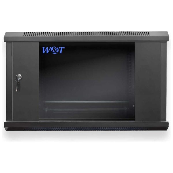 Шкаф 19 настенный W&T 12U 600x600mm черный, дверь стекло, без вентилятора C126060BWS3